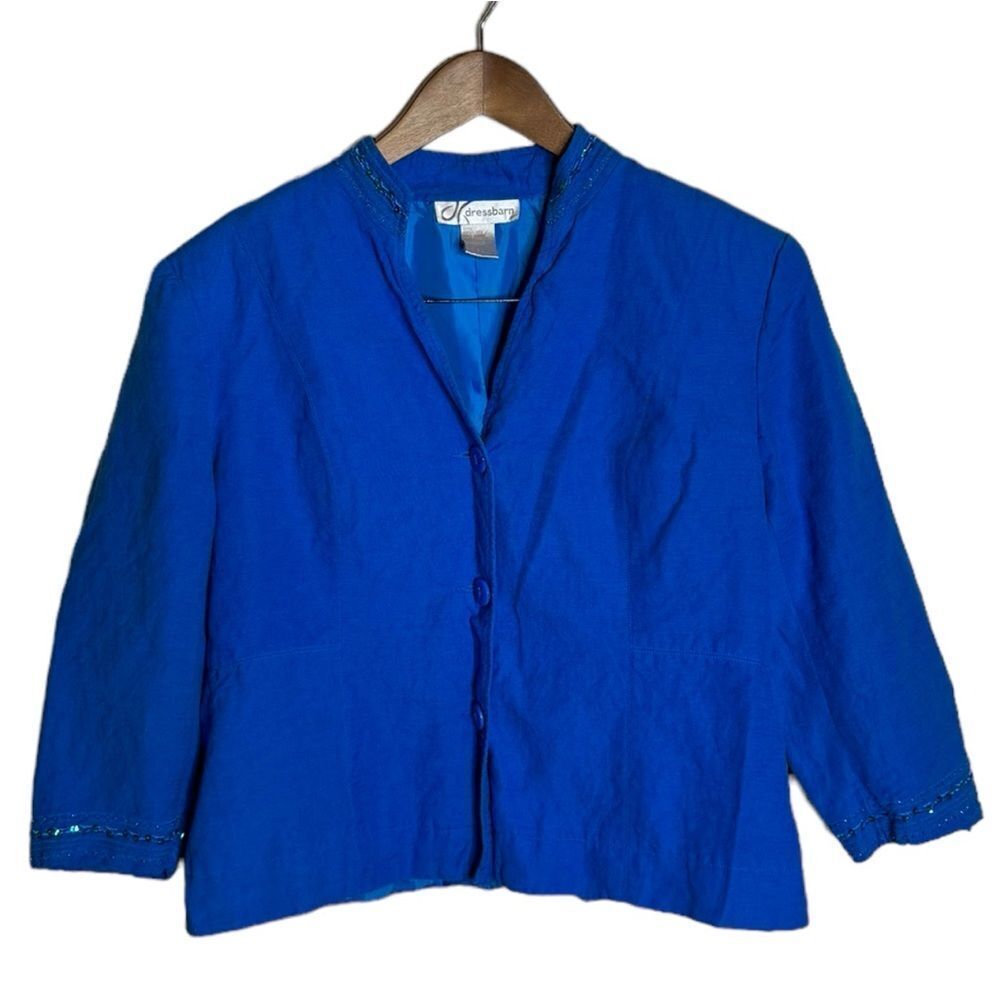 Dress Barn Blue Linen Blazer size Large